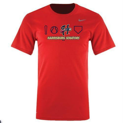 Harrisburg Senators Youth Nike Red Dri-Fit Tee