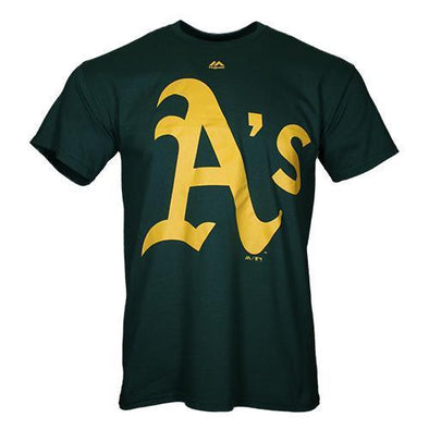 Men's Oakland Athletics Majestic Official Logo Green Cotton Short Sleeve T-Shirt