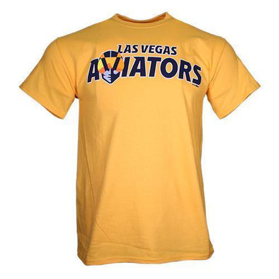 Men's Las Vegas Aviators Gildan Wordmark Gold Cotton Short Sleeve T-Shirt