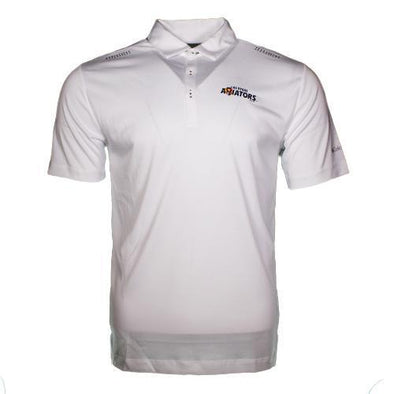 Men's Las Vegas Aviators Columbia Wordmark Omni-Wick White Polyester Short Sleeve Polo