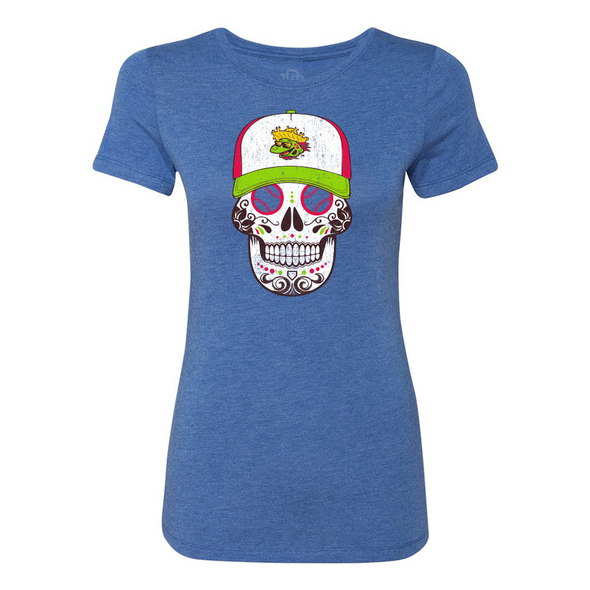 Los Playeros de Harrisburg 108 Stitches Sugar Skull Women's Tee - Royal