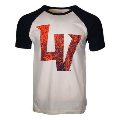 Men's Las Vegas Aviators 108 Stitches LV Splatter Natural/Navy Raglan Cotton Short Sleeve T-Shirt