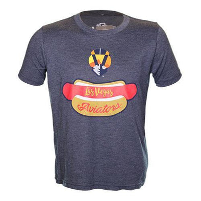 Kids' Las Vegas Aviators 108 Stitches Aviator Hot Dog Navy Tri-Blend Short Sleeve T-Shirt