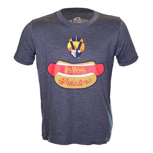 Kids' Las Vegas Aviators 108 Stitches Aviator Hot Dog Navy Tri-Blend Short Sleeve T-Shirt