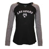 Women's Las Vegas Aviators Boxercraft Las Vegas Arched Aviator Preppy Patch Black/Gray Raglan Blend Long Sleeve T-Shirt