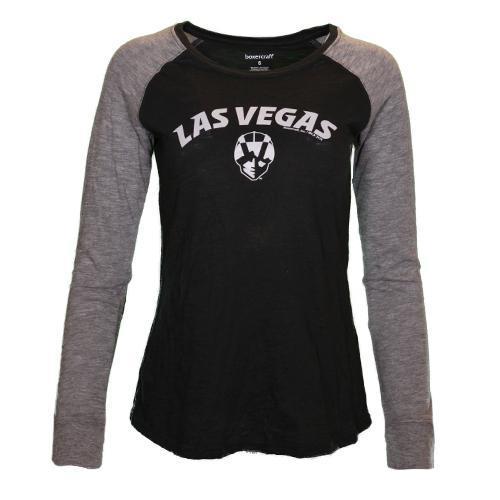 Women's Las Vegas Aviators Boxercraft Las Vegas Arched Aviator Preppy Patch Black/Gray Raglan Blend Long Sleeve T-Shirt