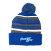 KNIT CAP ROYAL/WHITE/GREY HOME POM