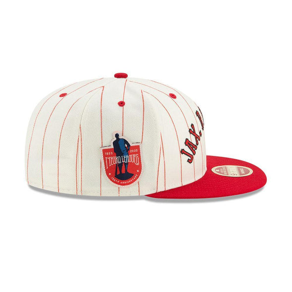 Jacksonville Jumbo Shrimp Red Caps 100th Anniversary Negro League Striped Jersey 9Fifty