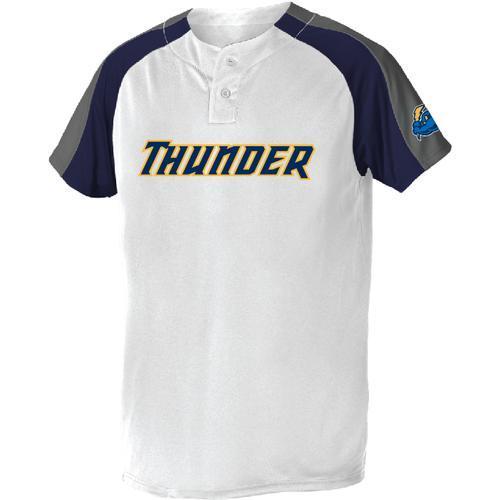 Trenton Thunder Youth White w/navy/grey shoulder panels/left slv logo (Drifit) Jersey