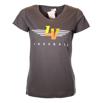 Women's Las Vegas Aviators LAT Apparel Winged LV Baseball Gray Cotton Short Sleeve T-Shirt