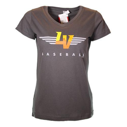 Women's Las Vegas Aviators LAT Apparel Winged LV Baseball Gray Cotton Short Sleeve T-Shirt