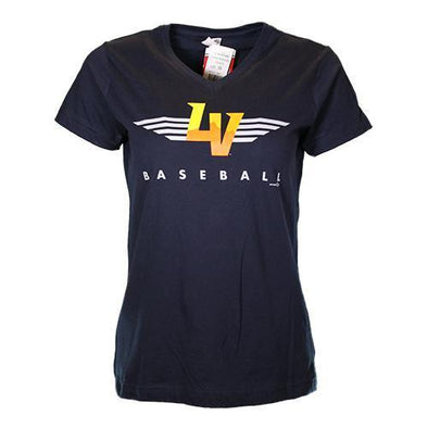 Women's Las Vegas Aviators LAT Apparel Winged LV Baseball Navy Cotton Short Sleeve T-Shirt