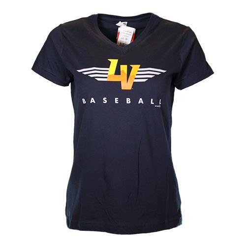 Women's Las Vegas Aviators LAT Apparel Winged LV Baseball Navy Cotton Short Sleeve T-Shirt