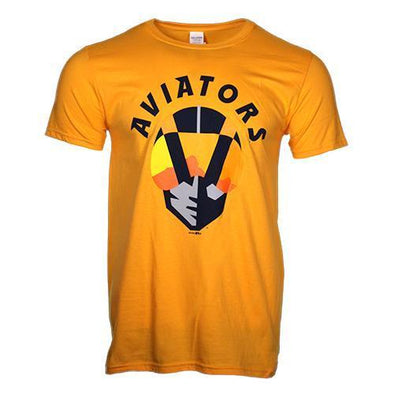Men's Las Vegas Aviators Gildan Aviators Arched Gold Cotton Short Sleeve T-Shirt
