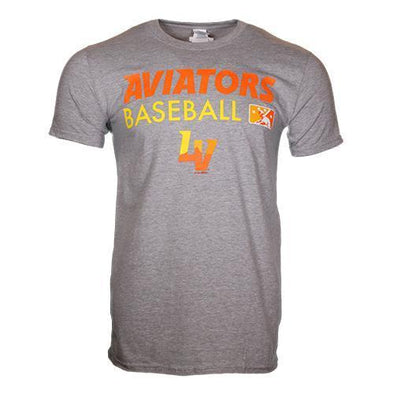 Men's Las Vegas Aviators Gildan Aviators Baseball MiLB LV Gray/Orange Cotton Short Sleeve T-Shirt