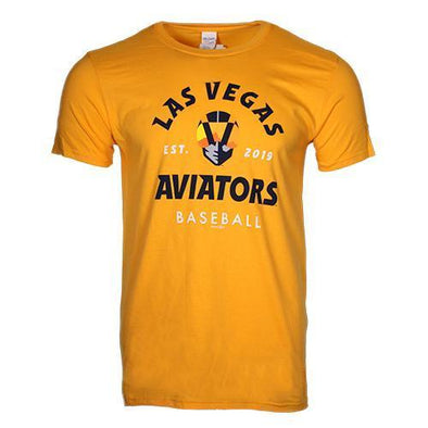 Men's Las Vegas Aviators Gildan Established 2019 Baseball Gold Cotton Short Sleeve T-Shirt