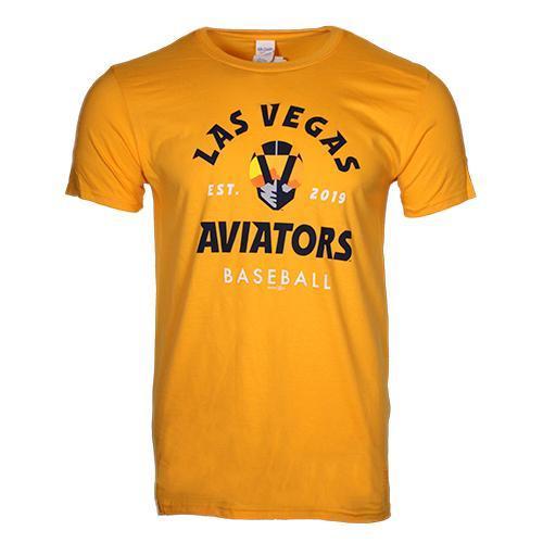 Men's Las Vegas Aviators Gildan Established 2019 Baseball Gold Cotton Short Sleeve T-Shirt