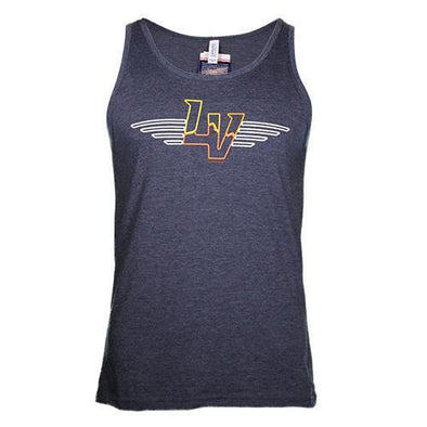 Men's Las Vegas Aviators Bella Canvas Winged LV Neon Navy Blend Tank
