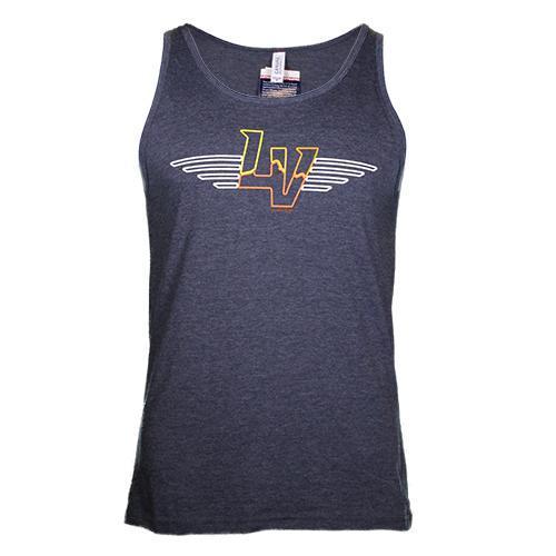 Men's Las Vegas Aviators Bella Canvas Winged LV Neon Navy Blend Tank