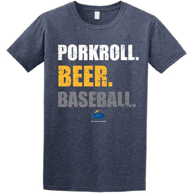 Adult Pork Roll, Beer and Baseball Navy t-shirt