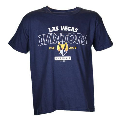 Kids' Las Vegas Aviators Gildan Las Vegas Arched Aviator 2019 Baseball Navy Cotton Short Sleeve T-Shirt