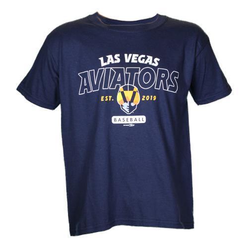 Kids' Las Vegas Aviators Gildan Las Vegas Arched Aviator 2019 Baseball Navy Cotton Short Sleeve T-Shirt