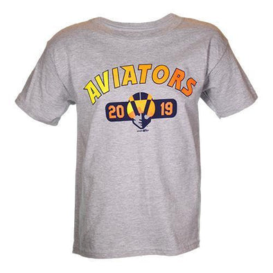 Kids' Las Vegas Aviators Gildan Aviators Arched 2019 Aviator Gray Cotton Short Sleeve T-Shirt