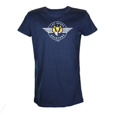 Girls' Las Vegas Aviators LAT Apparel Retro Logo Navy Cotton Short Sleeve T-Shirt