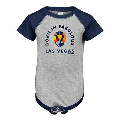 Infants' Las Vegas Aviators LAT Apparel Born in Fabulous Las Vegas Aviator Gray/Navy Blend Short Sleeve Onesie
