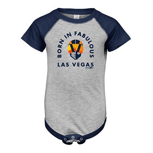 Infants' Las Vegas Aviators LAT Apparel Born in Fabulous Las Vegas Aviator Gray/Navy Blend Short Sleeve Onesie