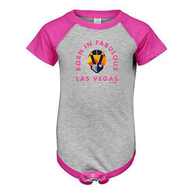 Infants' Las Vegas Aviators LAT Apparel Born in Fabulous Las Vegas Aviator Gray/Pink Blend Short Sleeve Onesie
