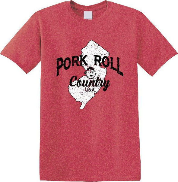 Adult Heather Red Pork Roll Country t-shirt