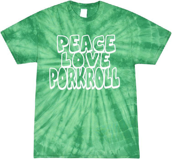 Adult Kelly Green Spider Tye-Dye Peace, Love , Pork Roll t-shirt