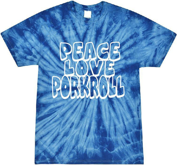 Adult Royal Spider Tye-Dye Peace, Love, Pork Roll t-shirt