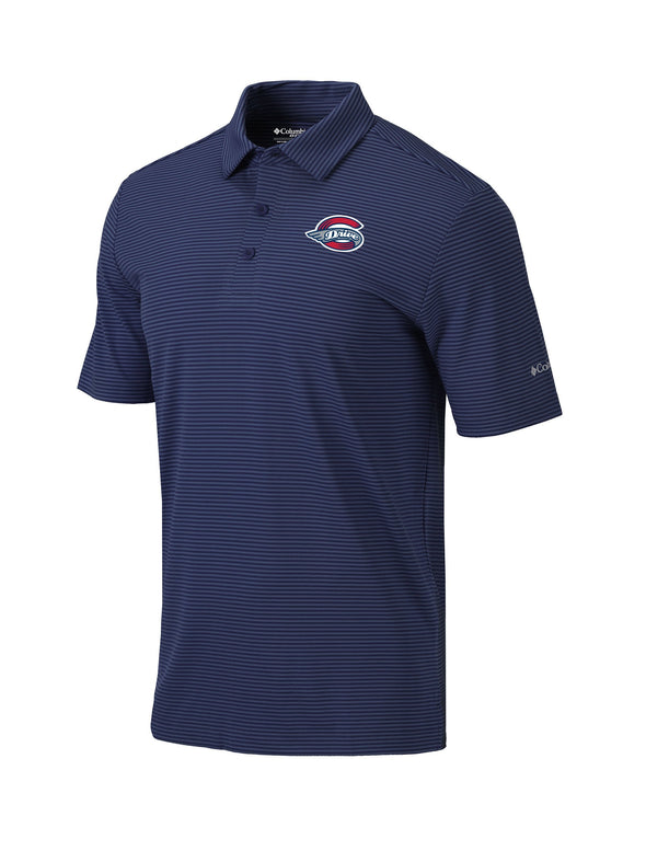 Greenville Drive Columbia Men's Navy Stripe Polo with Primary Logo