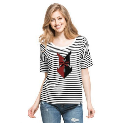 Indianapolis Indians Women's White Wash Coed Striped Tee