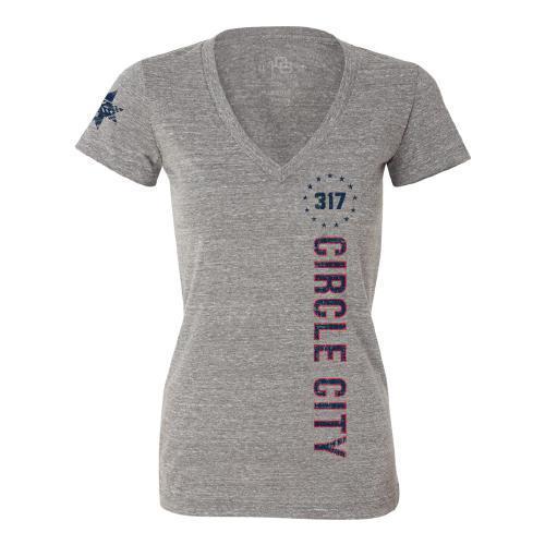 Indianapolis Indians Circle City Indians Women's Grey Vertical Tee