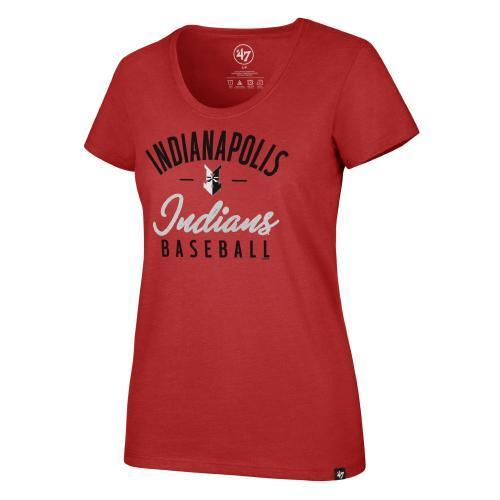 Indianapolis Indians Women's Red Metallic Scoop Tee