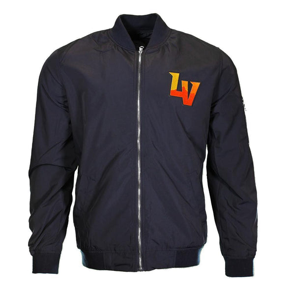 Men's Las Vegas Aviators JH Designs Left Chest LV Navy Bomber Jacket