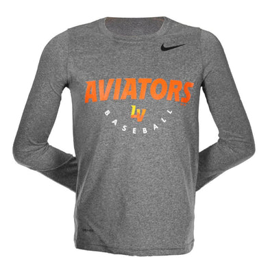Kids' Las Vegas Aviators Nike Aviators Baseball LV Dri-Fit Gray Polyester Long Sleeve T-Shirt