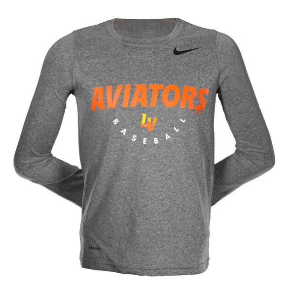 Kids' Las Vegas Aviators Nike Aviators Baseball LV Dri-Fit Gray Polyester Long Sleeve T-Shirt
