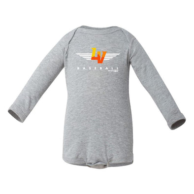 Infants' Las Vegas Aviators LAT Apparel Winged LV Baseball Gray Long Sleeve Onesie