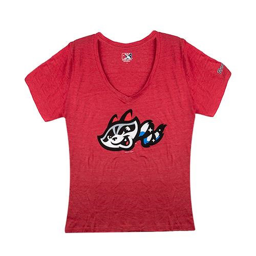 Ladies Red V-Neck Home Tee with RC Sleeve