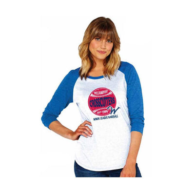 Williamsport Crosscutters Ladies Baseball Raglan Tshirt