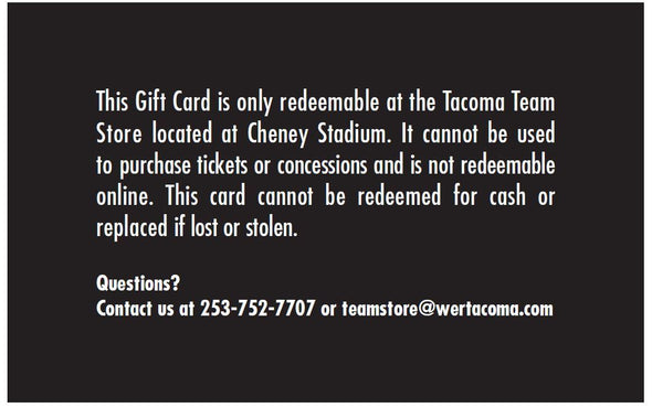 Tacoma Rainiers Team Store Gift Card