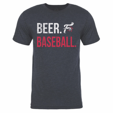 Reading Fightin Phils 108 Stitches Navy Beer Baseball Tee