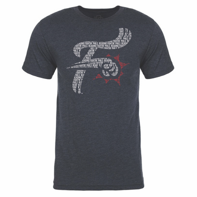 Reading Fightin Phils 108 Stiches Navy Spelled Out F Fist Tee