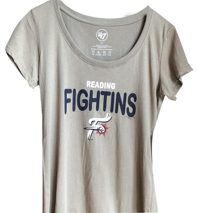 Reading Fightin Phils '47 Womens Grey Scoop Reading Fightins Short Sleeve