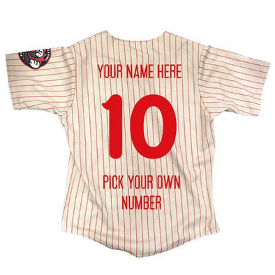 Personalized Reading Fightin Phils On Field Replica Youth Pinstripe Home Jersey