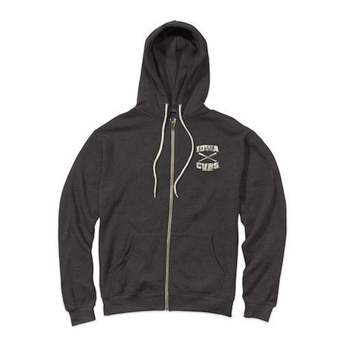 Iowa Cubs Retro Heather Full Zip Hoodie, Charcoal